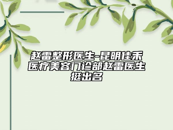 趙雷整形醫(yī)生-昆明佳禾醫(yī)療美容門診部趙雷醫(yī)生挺出名