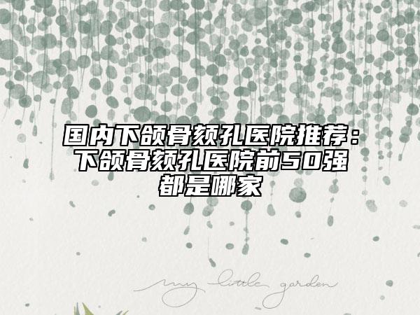 國(guó)內(nèi)下頜骨頦孔醫(yī)院推薦:下頜骨頦孔醫(yī)院前50強(qiáng)都是哪家