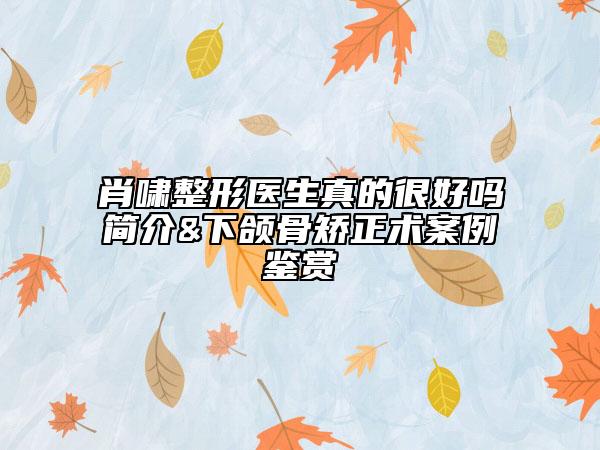 肖嘯整形醫(yī)生真的很好嗎簡介&下頜骨矯正術(shù)案例鑒賞