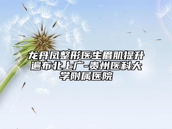 龍丹鳳整形醫(yī)生眉肌提升遍布北上廣-貴州醫(yī)科大學(xué)附屬醫(yī)院