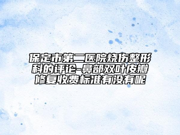 保定市第二醫(yī)院燒傷整形科的評(píng)論-鼻部雙葉皮瓣修復(fù)收費(fèi)標(biāo)準(zhǔn)有沒有呢