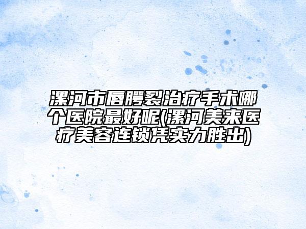 漯河市唇腭裂治療手術(shù)哪個(gè)醫(yī)院最好呢(漯河美來(lái)醫(yī)療美容連鎖憑實(shí)力勝出)