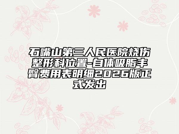 石嘴山第三人民醫(yī)院燒傷整形科位置-自體吸脂豐臀費(fèi)用表明細(xì)2026版正式發(fā)出