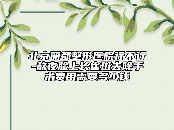 北京麗都整形醫(yī)院行不行-熬夜臉上長雀斑去除手術費用需要多少錢
