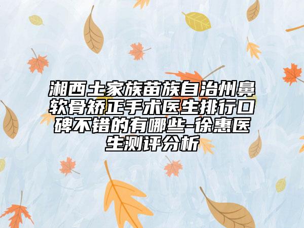 湘西土家族苗族自治州鼻軟骨矯正手術(shù)醫(yī)生排行口碑不錯(cuò)的有哪些-徐惠醫(yī)生測(cè)評(píng)分析