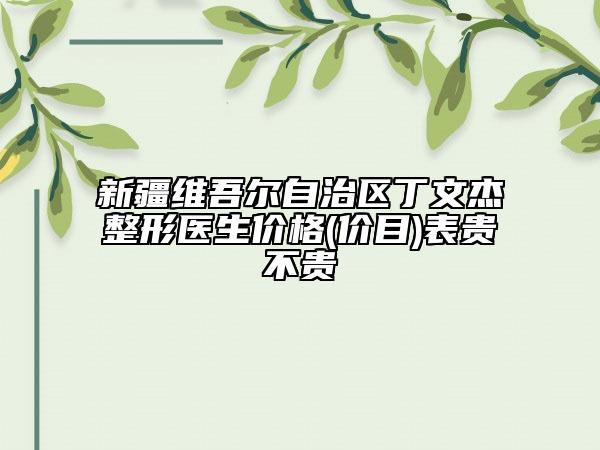 新疆維吾爾自治區(qū)丁文杰整形醫(yī)生價(jià)格(價(jià)目)表貴不貴