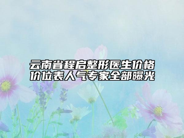 云南省程啟整形醫(yī)生價(jià)格價(jià)位表人氣專家全部曝光